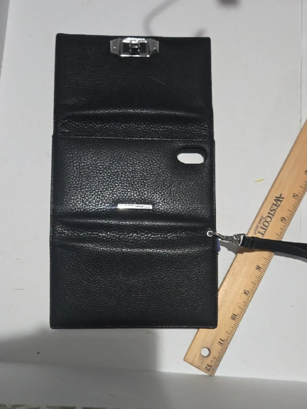 Rebecca Minkoff Black Leather Wristlet with Silver Hardware
